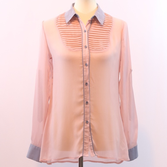 Xhilaration Semi Sheer Button Down Blouse - Picture 1 of 6